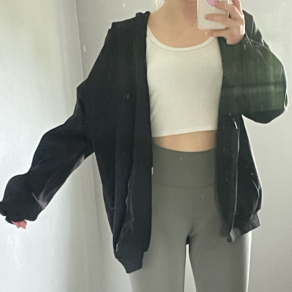 Shein zip up black hoodie
